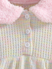 Gray Skirt with Pink Collar and Sleeves Dress