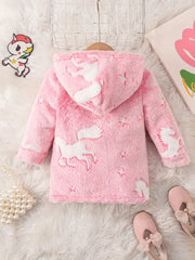 1pc Casual Knee-Length Unicorn Pattern Hooded Dress