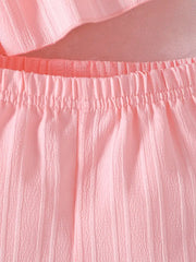 Cute Pink Ruffle Sleeve Top & Shorts Set