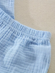 Wrinkle Cloth Short Sleeve Pajama Pants Set