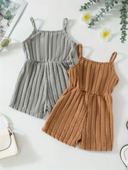 2pcs Set Threaded Shorts Bodysuit Pit Stripe