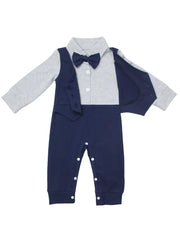 Newborn Boys Suit Set with Bow Tie and Button Vest