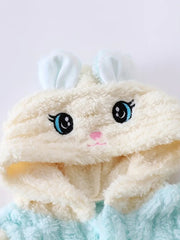 Plush Cute Rabbit Embroidered Hooded Bodysuit