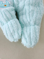 Plush Cute Rabbit Embroidered Hooded Bodysuit