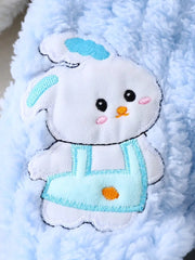 Plush Cute Rabbit Embroidered Hooded Bodysuit