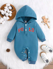 Casual and Cute Ribbed Knit Polo Hooded Body Suit